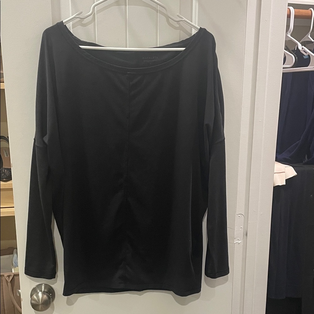 Athleta Black Long-Sleeve Scoop-Neck Tee